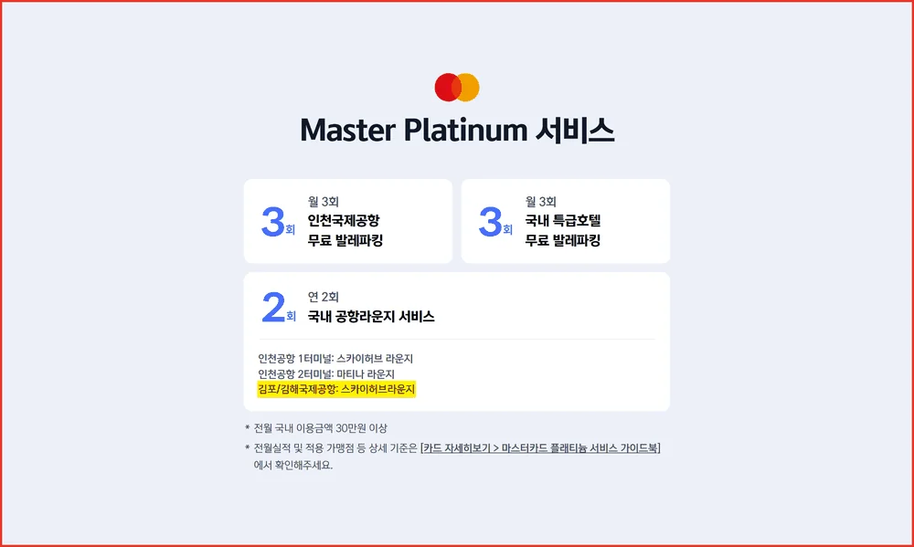 신한 SOL트래블 안내에 김포 김해국제공항 스카이허브라운지가 적힌 김해공항 라운지 카드 근거