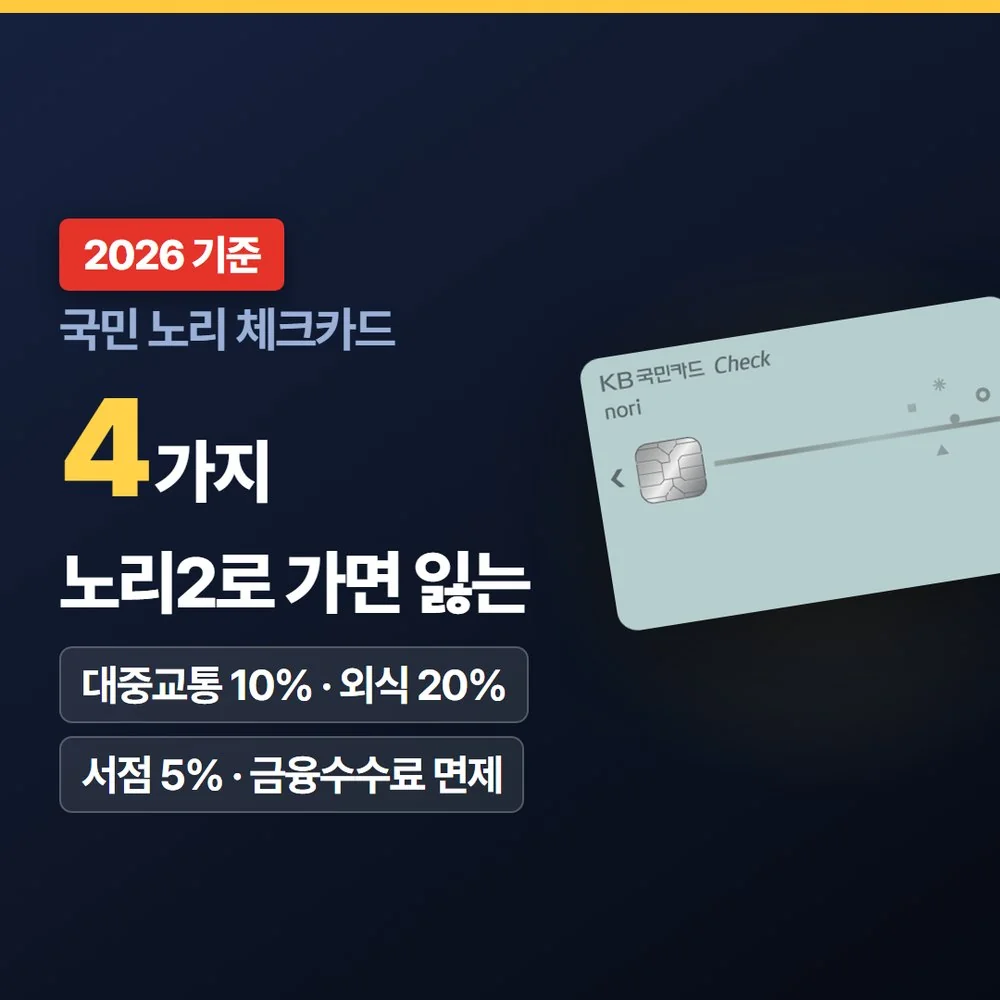 국민 노리 체크카드 플레이트와 노리2로 갈아타면 잃는 혜택 네 가지 요약 썸네일